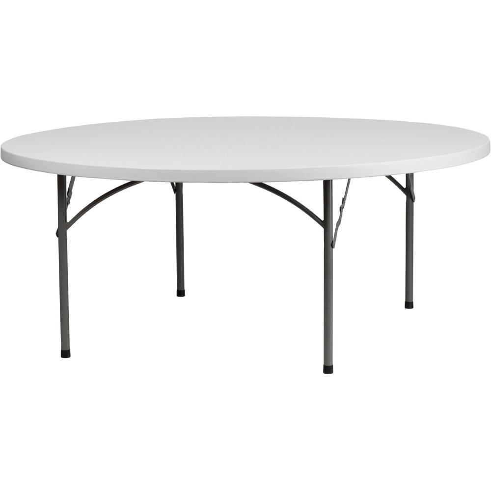 imageFlash Furniture Kathryn 6 Round AllOccasion Plastic Folding Event Table Foldable Portable Banquet Table for IndoorOutdoor Events White