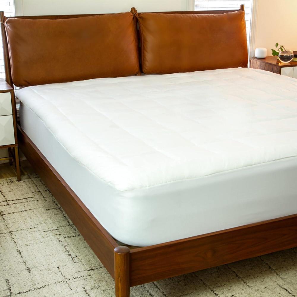 imageFlash Furniture King Size Hypoallergenic Mattress Pad Quilted Fitted Mattress Cover Cotton Top Stretches up to 21 Inches Deep