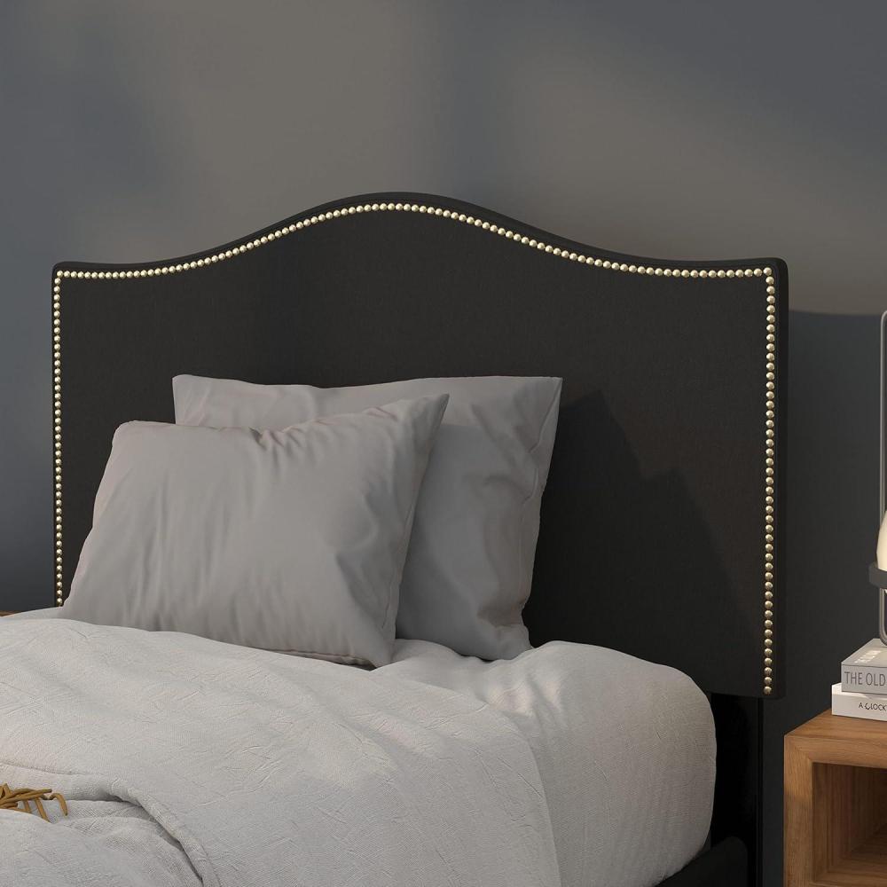 imageFlash Furniture Lexington Upholstered Twin Size Headboard with Accent Nail Trim in White FabricBlack