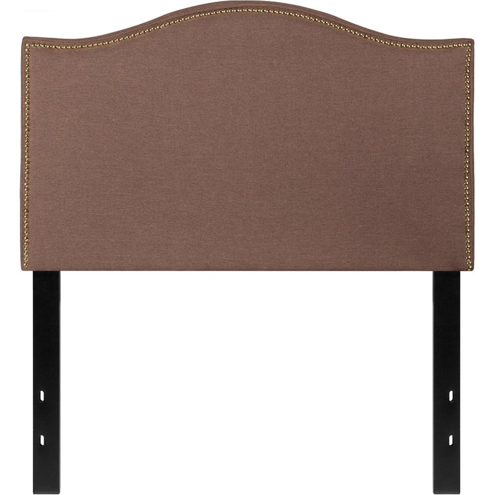 imageFlash Furniture Lexington Upholstered Twin Size Headboard with Accent Nail Trim in White FabricCamel