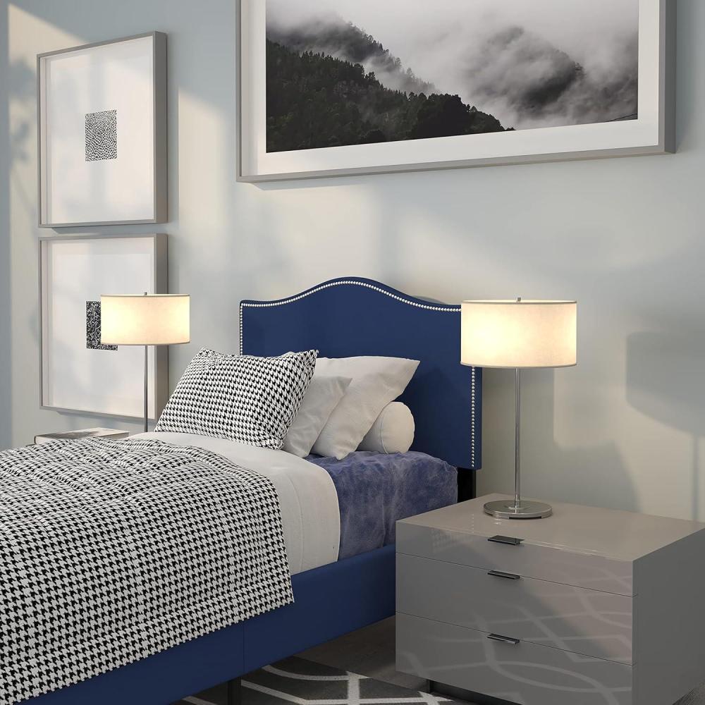 imageFlash Furniture Lexington Upholstered Twin Size Headboard with Accent Nail Trim in White FabricNavy