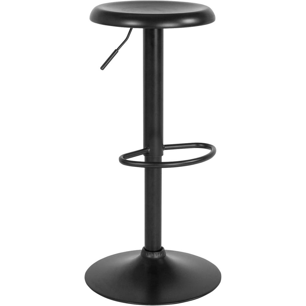 imageFlash Furniture Madrid Series Adjustable Height Retro Metal Barstool with Footrest Backless Adjustable Bar or Counter Height Swivel Stool GoldBlack