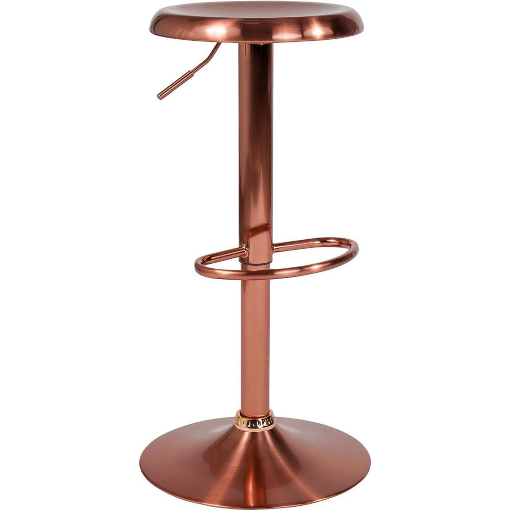 imageFlash Furniture Madrid Series Adjustable Height Retro Metal Barstool with Footrest Backless Adjustable Bar or Counter Height Swivel Stool GoldRose Gold