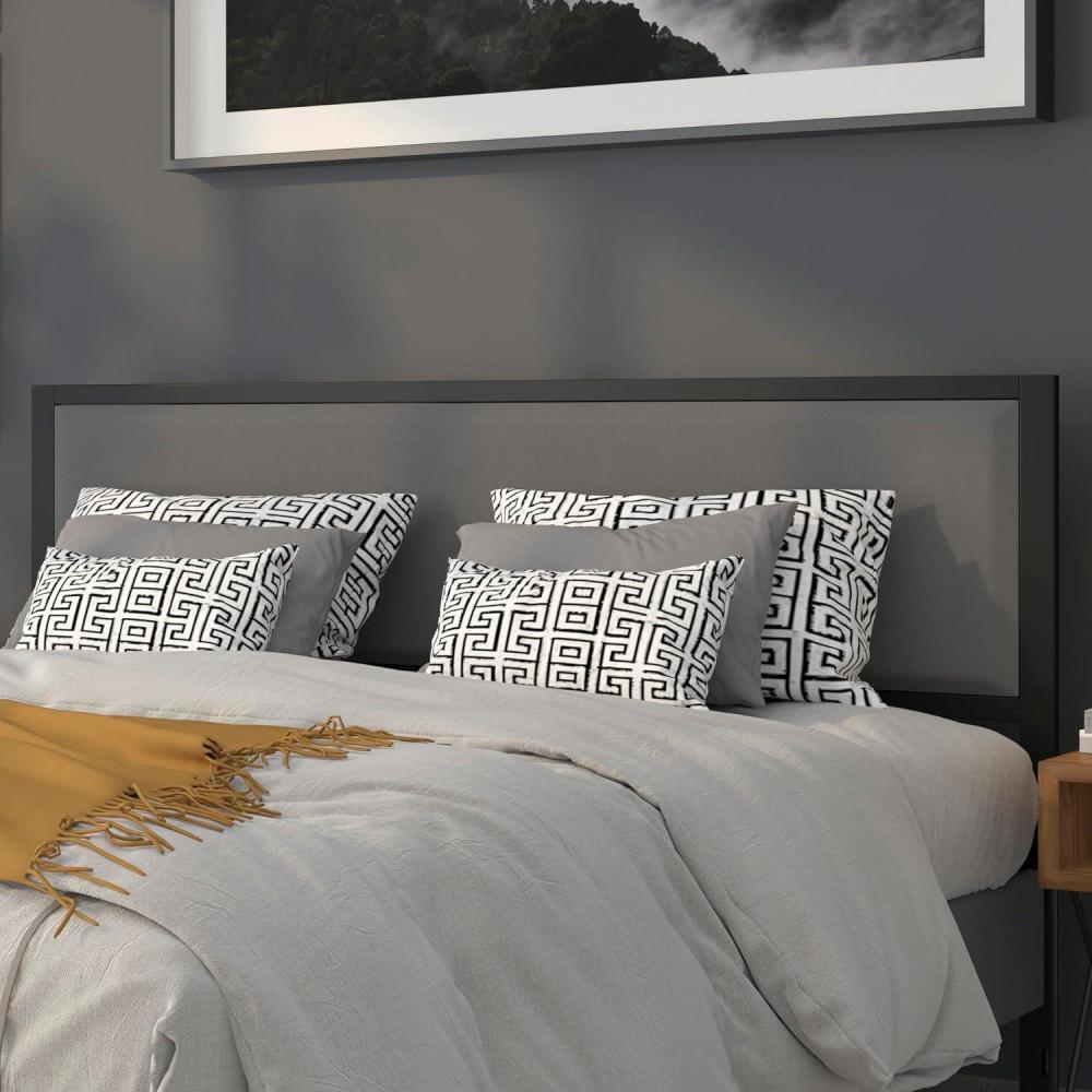 imageFlash Furniture Melbourne Metal Upholstered King Size Headboard in Dark Gray Fabric