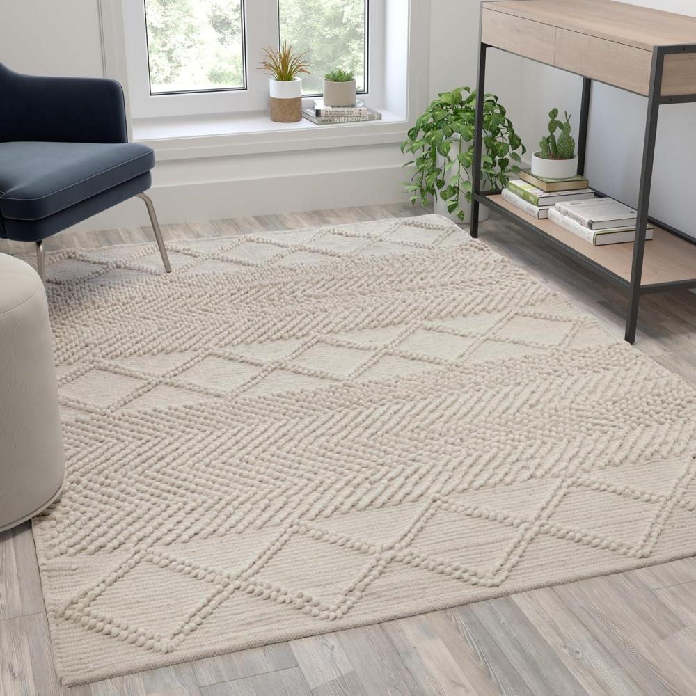 imageFlash Furniture Melissa Handwoven Area Rug White and Ivory 8 x 10 Geometric DesignIvoryWhite