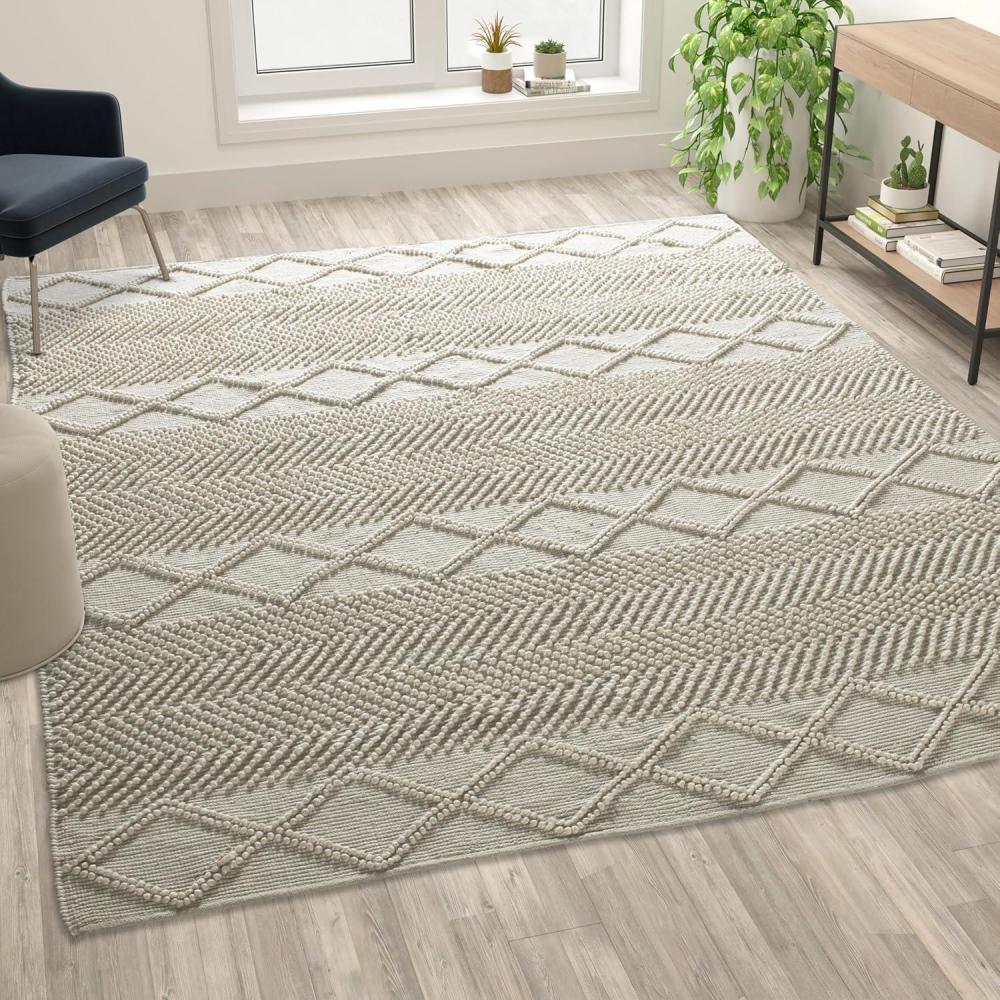 imageFlash Furniture Melissa Handwoven Area Rug White and Ivory 8 x 10 Geometric DesignWhiteIvory