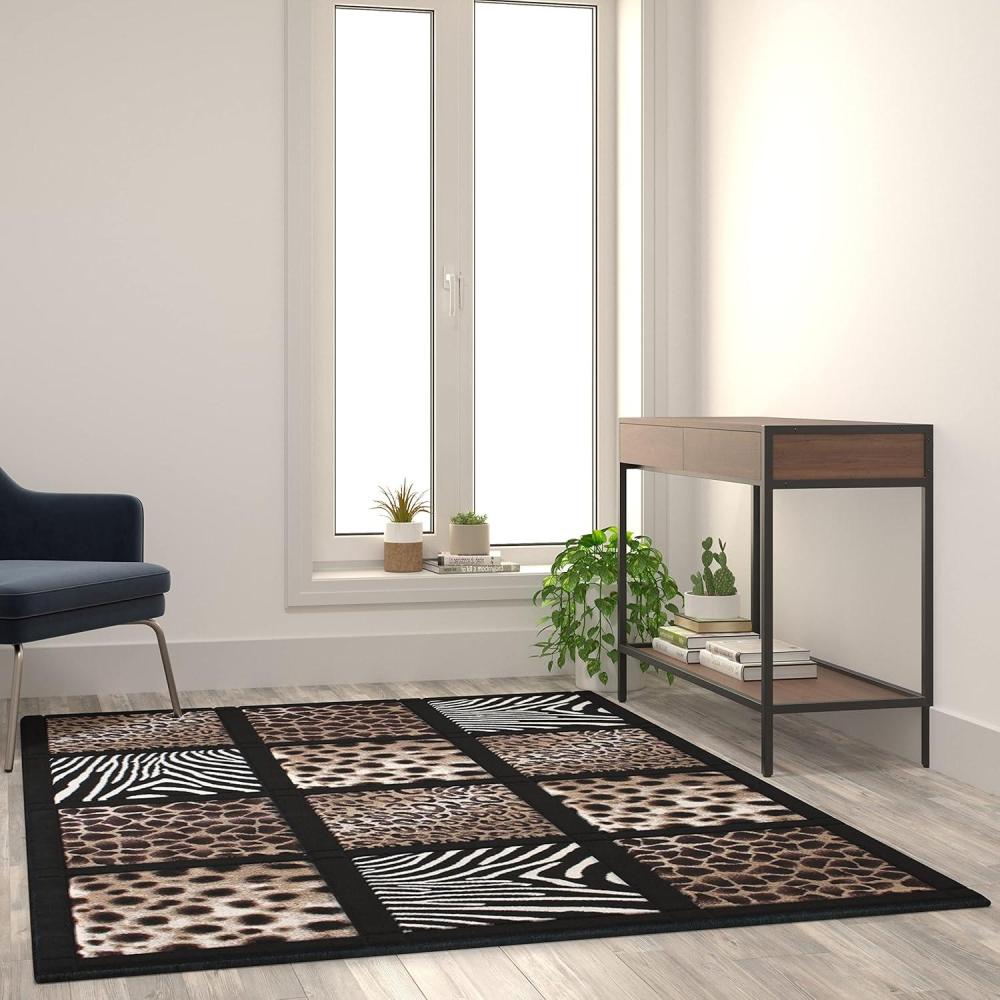 imageFlash Furniture Menagerie Collection Animal Print Area Rug Olefin Area Rug with Cheetah Leopard Zebra and Giraffe Design 5 x 7 Individually Raised Squares52 x 74 Rectangular