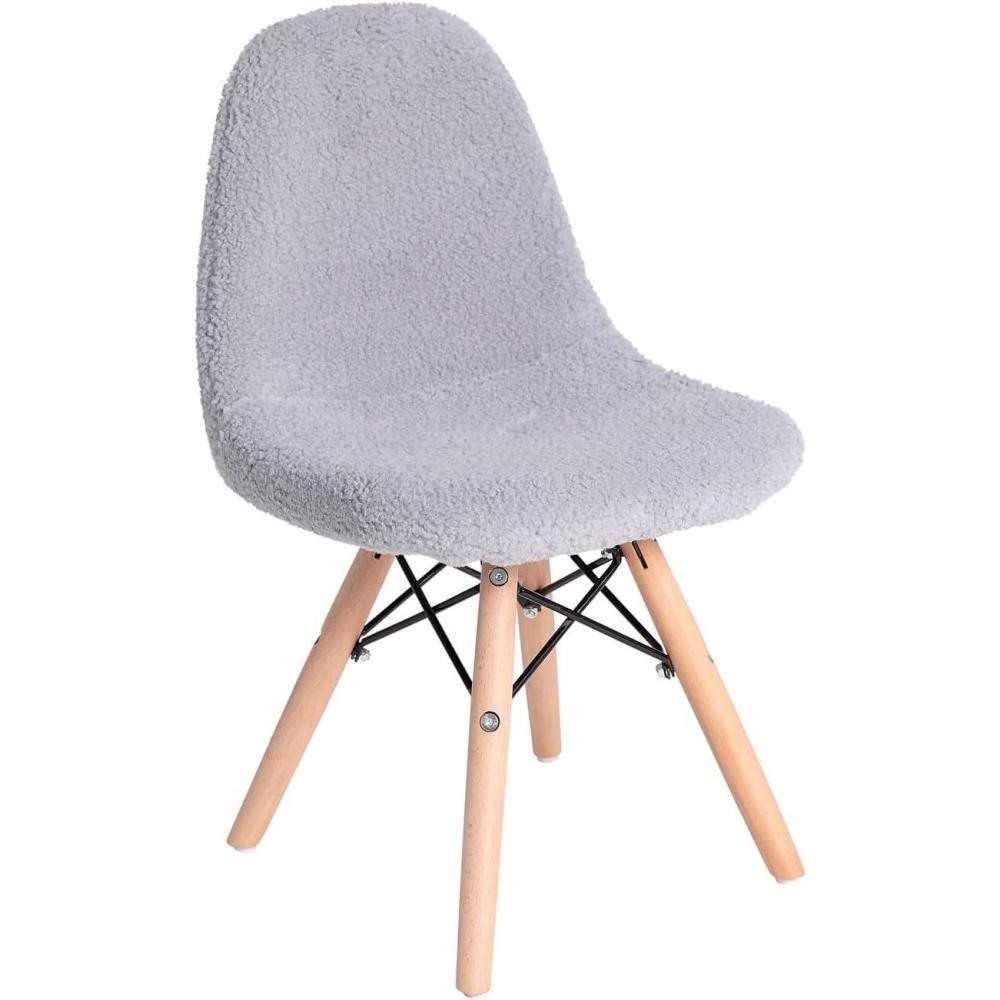 imageFlash Furniture Modern Zula Kids Modern Padded Armless Faux Sherpa Accent Chairs with Beechwood Legs Gray