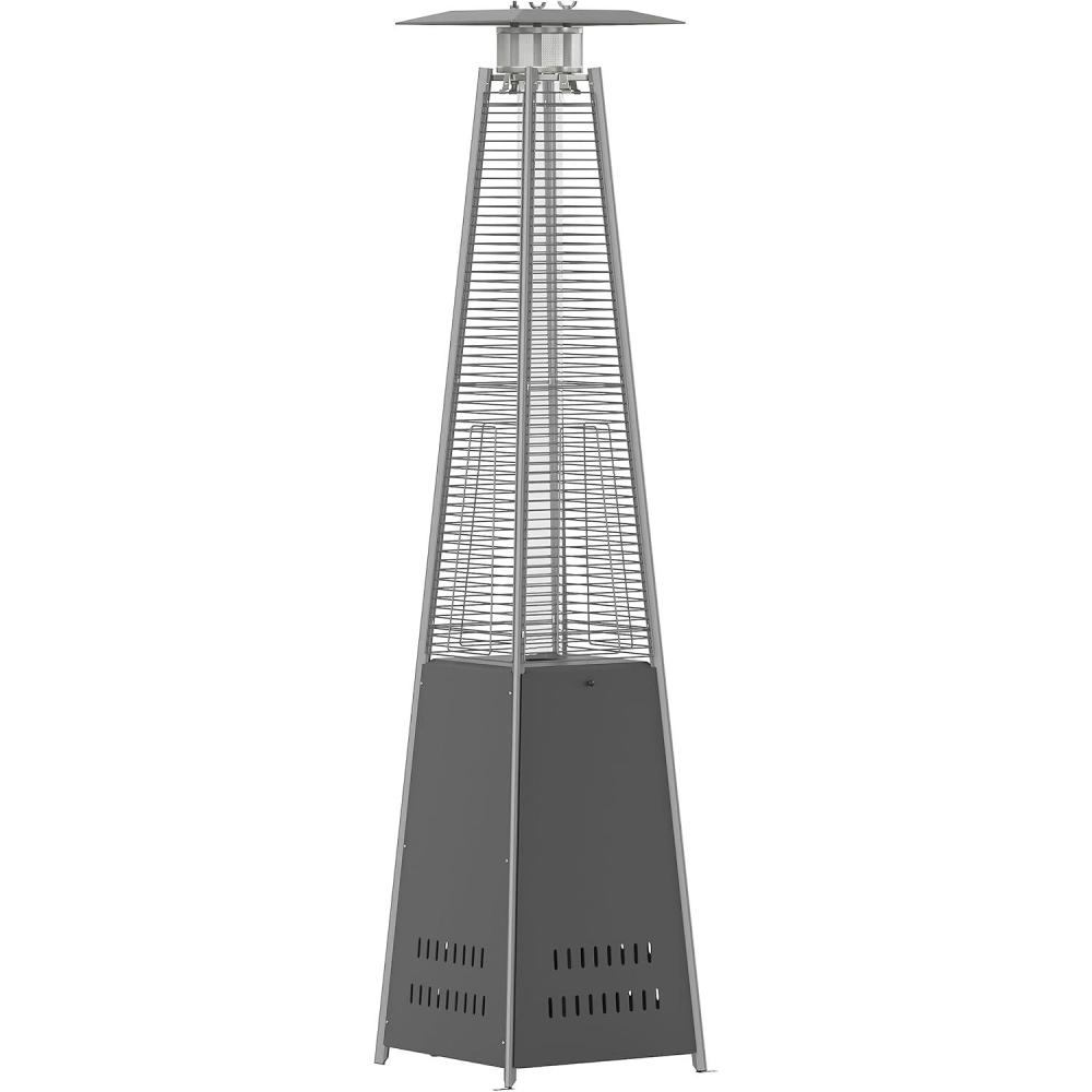 imageFlash Furniture Outdoor Patio Heater with Wheels  Silver  42000 BTU  75 Feet Tall  Stainless Steel  For Residential and Commercial UseSlate Gray