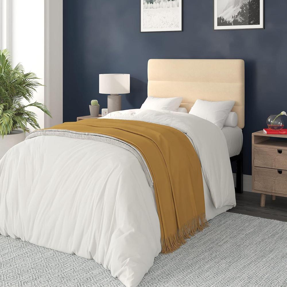 imageFlash Furniture Paxton Upholstered Headboard Channel Stitched Gray Fabric Upholstery King Adjustable Height from 445quot to 5725quot From FloorCream