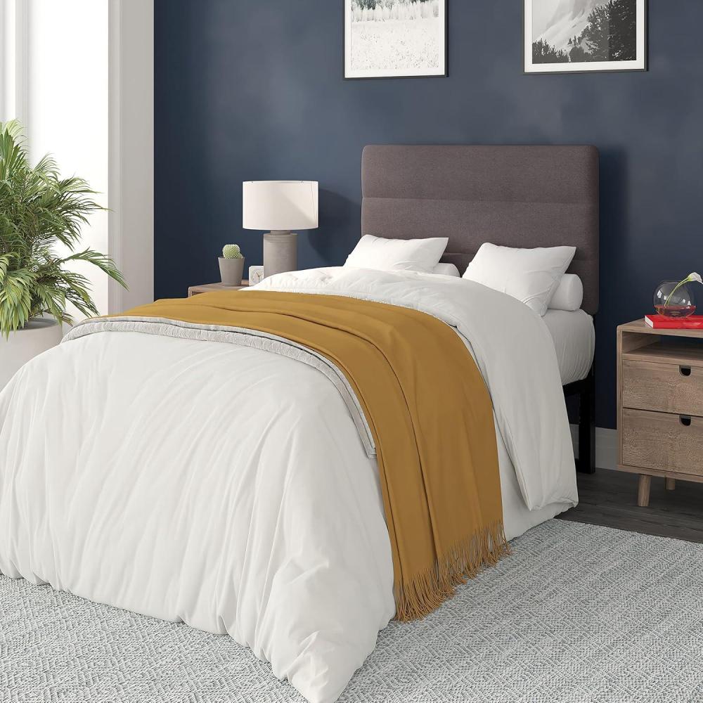 imageFlash Furniture Paxton Upholstered Headboard  Channel Stitched Gray Fabric Upholstery  King  Adjustable Height from 445quot to 5725quot From FloorGray