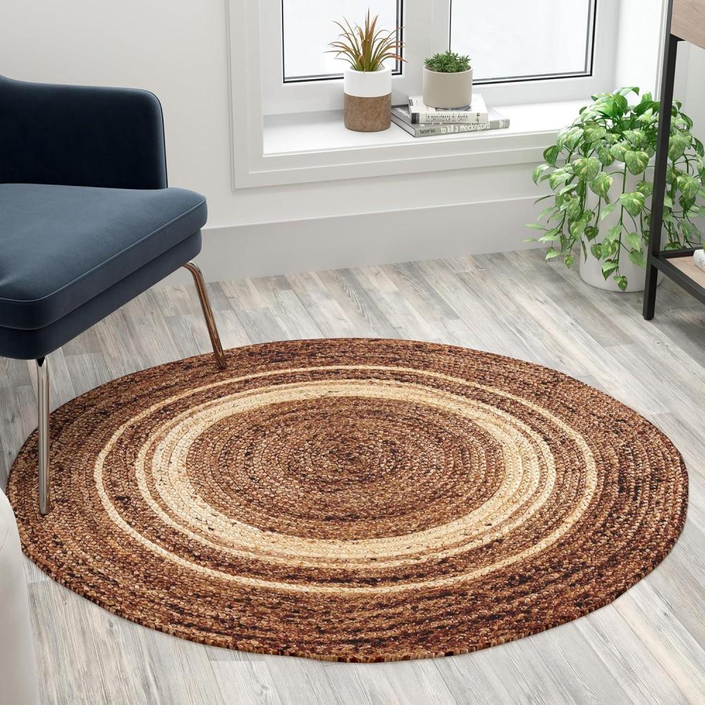 imageFlash Furniture Prima Natural Fiber Jute Area Rug 8 x 10 Braided Indoor Jute Rug Natural Area RugsJute