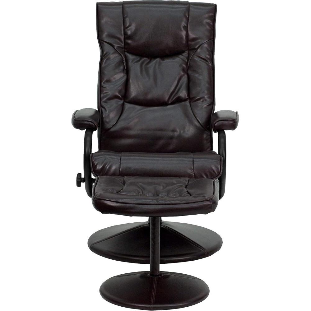 imageFlash Furniture Rachel Contemporary MultiPosition LeatherSoft Recliner Chair with Ottoman 360Degree Swivel Recliner Chair and Ottoman Set BlackBrown