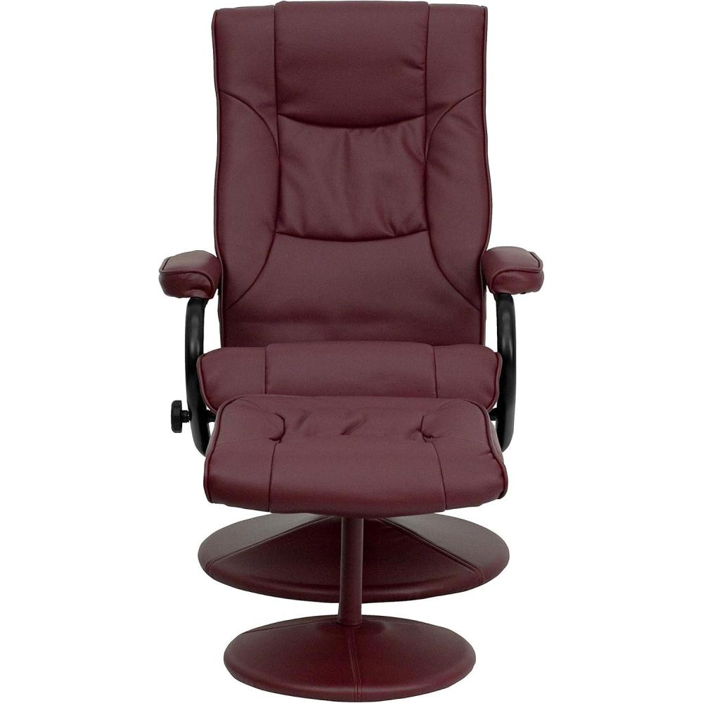 imageFlash Furniture Rachel Contemporary MultiPosition LeatherSoft Recliner Chair with Ottoman 360Degree Swivel Recliner Chair and Ottoman Set BlackBurgundy