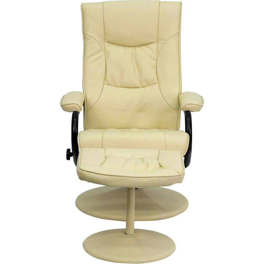 imageFlash Furniture Rachel Contemporary MultiPosition LeatherSoft Recliner Chair with Ottoman 360Degree Swivel Recliner Chair and Ottoman Set BlackCream
