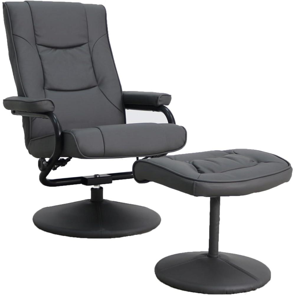 imageFlash Furniture Rachel Contemporary MultiPosition LeatherSoft Recliner Chair with Ottoman 360Degree Swivel Recliner Chair and Ottoman Set BlackGrey