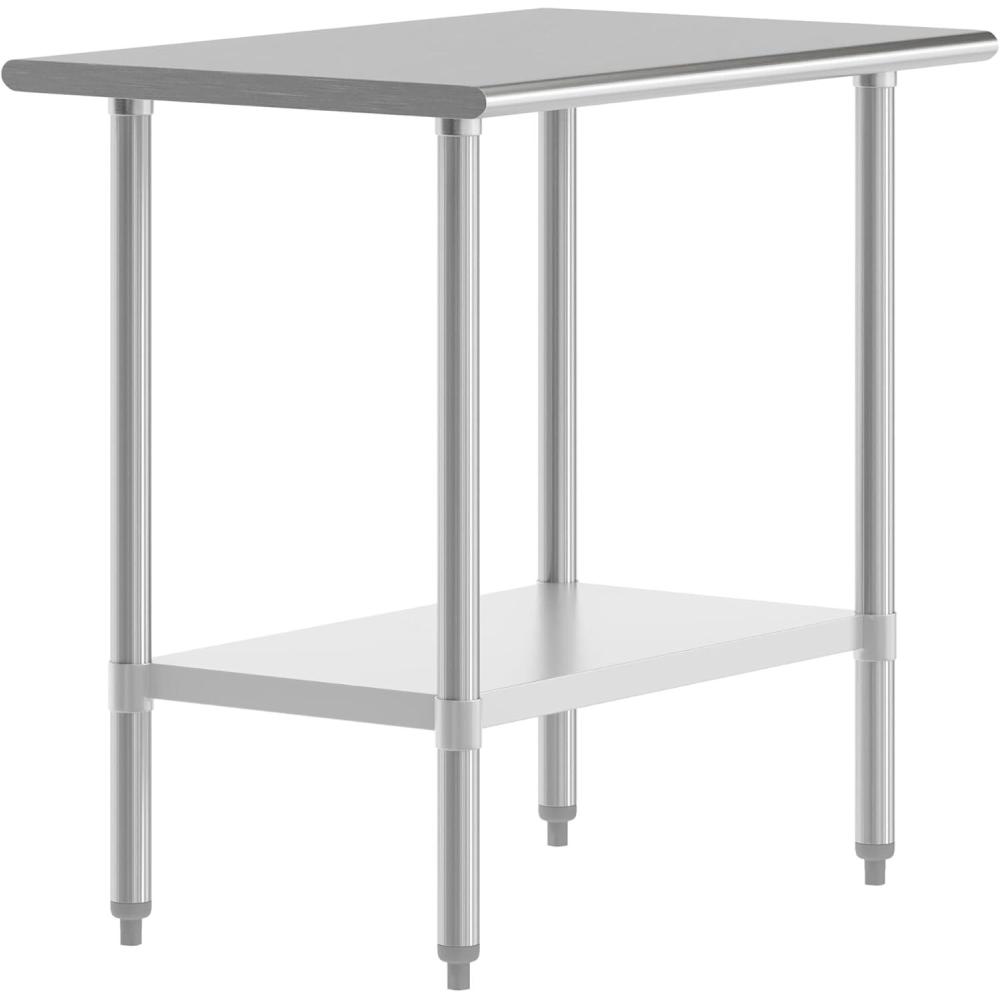 imageFlash Furniture Reader Stainless Steel 18 Gauge Prep and Work Table with 15quot Backsplash and Undershelf  NSF Certified  72quotW x 30quotD x 36quotH24 x 36 without Backsplash
