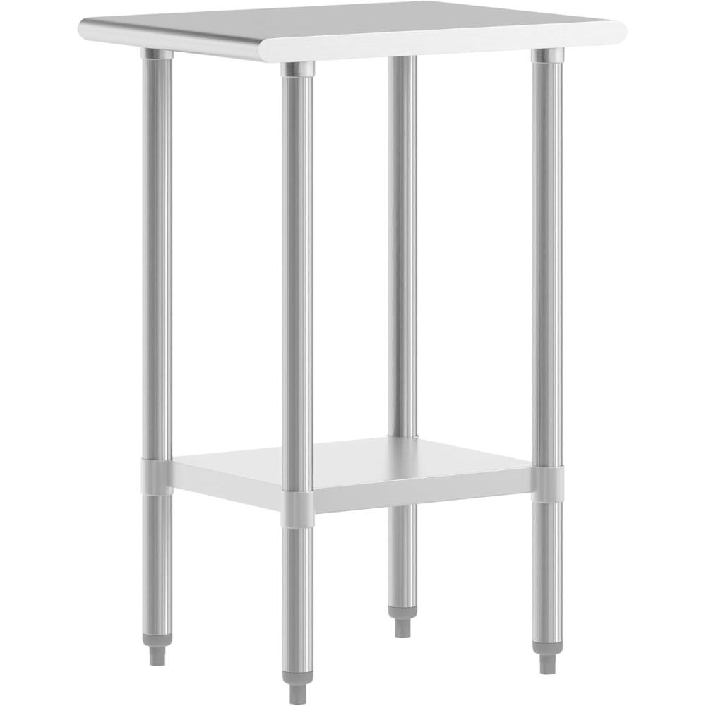 imageFlash Furniture Reader Stainless Steel 18 Gauge Prep and Work Table with 15quot Backsplash and Undershelf  NSF Certified  72quotW x 30quotD x 36quotH24 x 18 without Backsplash