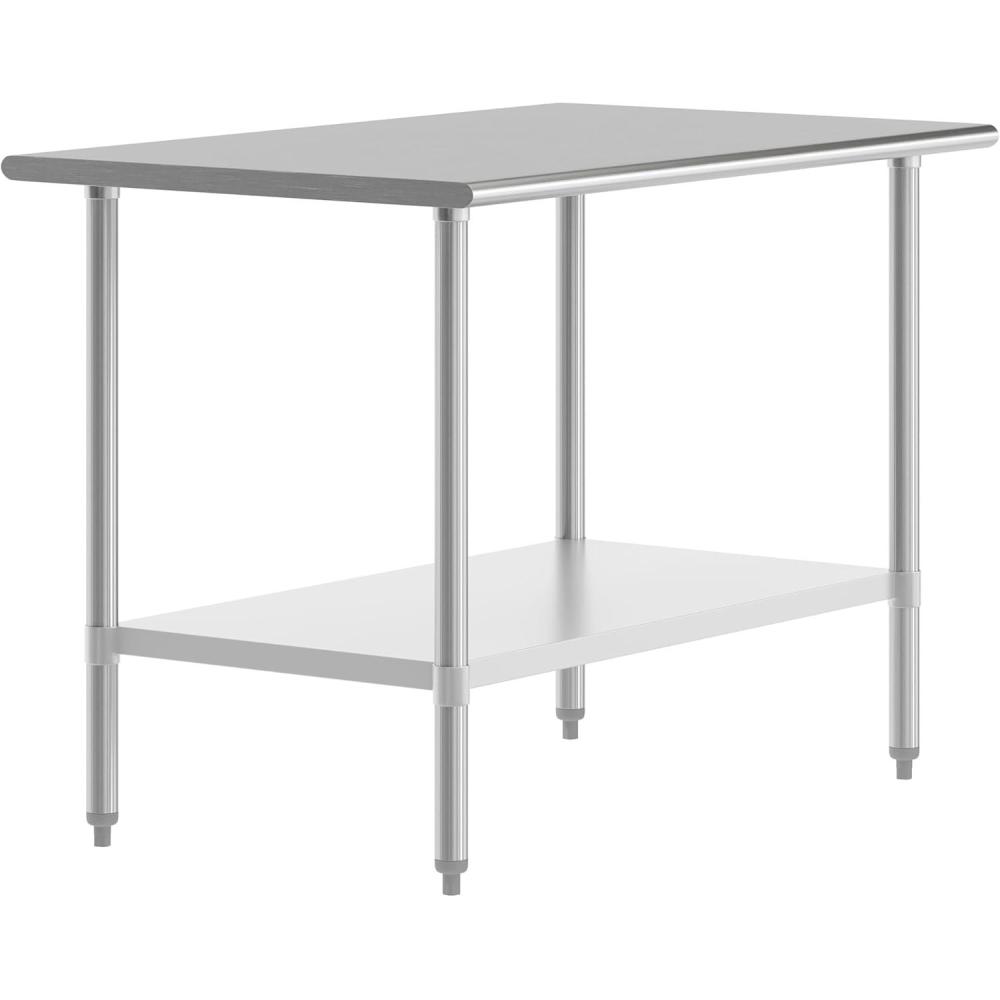 imageFlash Furniture Reader Stainless Steel 18 Gauge Prep and Work Table with 15quot Backsplash and Undershelf  NSF Certified  72quotW x 30quotD x 36quotH30 x 48 without Backsplash
