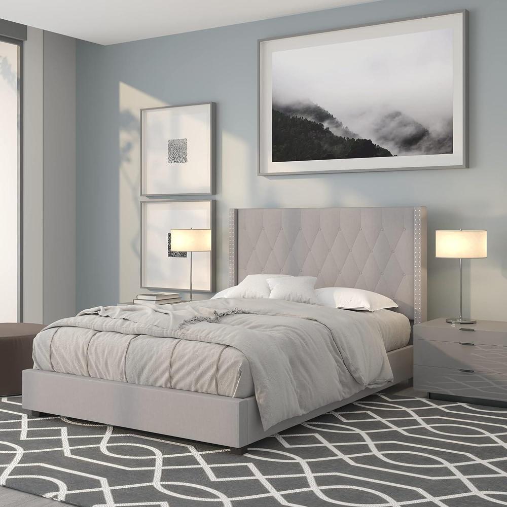 imageFlash Furniture Riverdale Full Size Tufted Upholstered Platform Bed in Light Gray FabricLight Gray