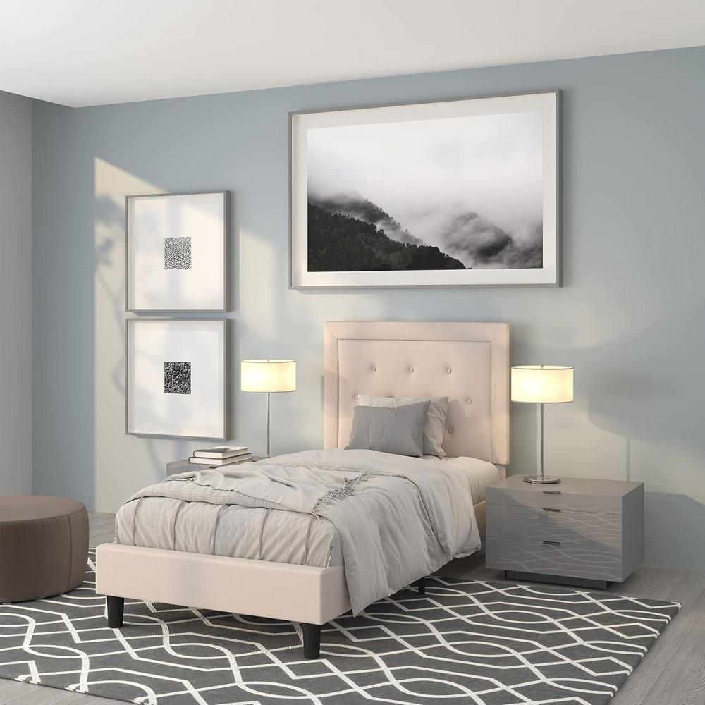 imageFlash Furniture Roxbury King Size Tufted Upholstered Platform Bed in Beige FabricBeige