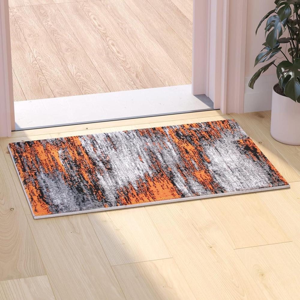 imageFlash Furniture Rylan Collection Contemporary Area Rug High Pile Blue Olefin Rug 2 x 7 Area Rug Jute Backing Hallway Entryway Bedroom Living RoomOrange