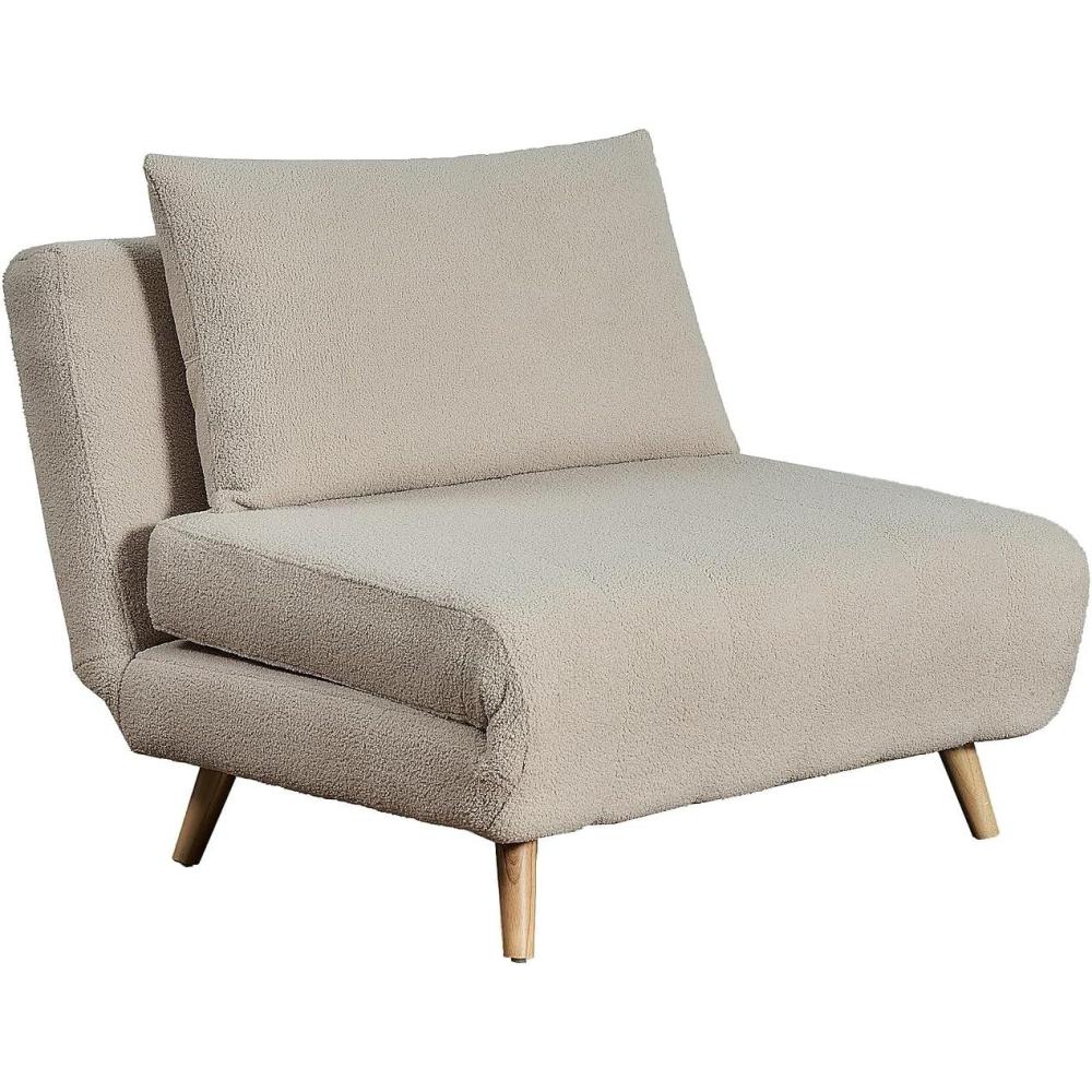 imageFlash Furniture Shaw TriFold Convertible Sleeper Chair with Pillow 3in1 Multifunctional Adjustable Sleeper Channel Stitching Hideaway Legs Cream BoucleCream