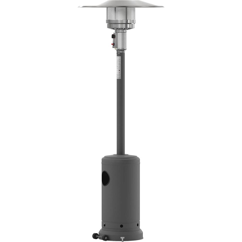 imageFlash Furniture Sol Patio Outdoor HeatingBronze Stainless Steel 40000 BTU Propane Heater with Wheels for Commercial ampamp Residential Use75 Feet TallSlate Gray