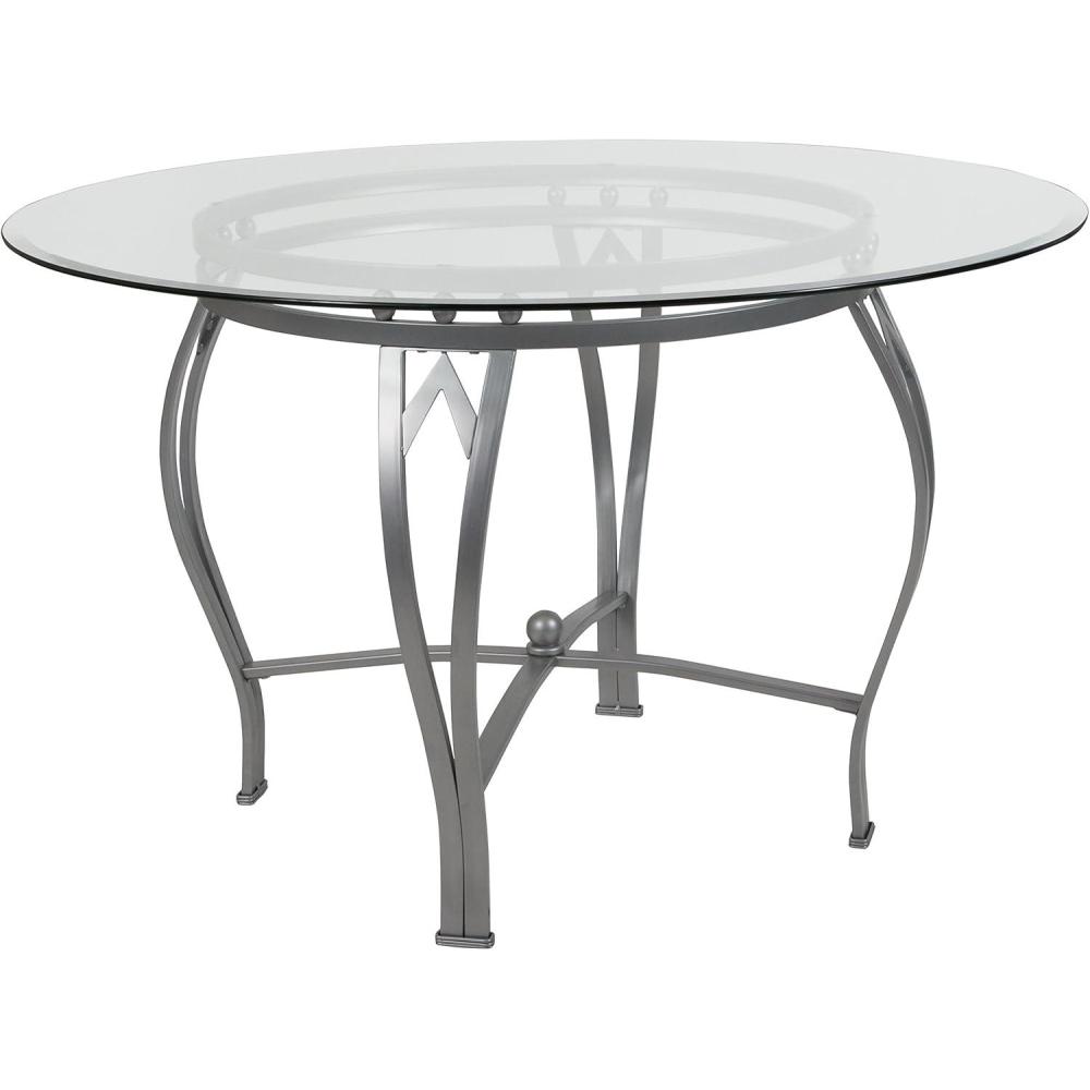 imageFlash Furniture Syracuse 42 Round Glass Dining Table with Matte Gold Metal FrameSilver