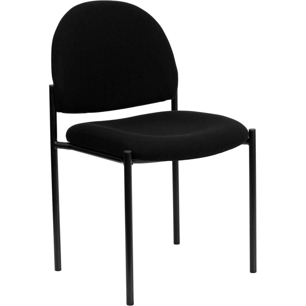 imageFlash Furniture Tania Comfort Vinyl Upholstered Stackable Side Reception Chair with Padded Seat Modern Stackable Chair for Living RoomOffice BlackBlack Fabric