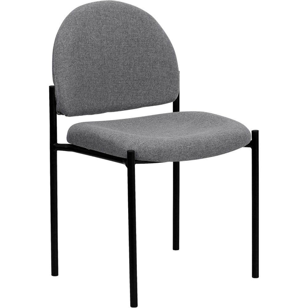 imageFlash Furniture Tania Comfort Vinyl Upholstered Stackable Side Reception Chair with Padded Seat Modern Stackable Chair for Living RoomOffice BlackGray Fabric