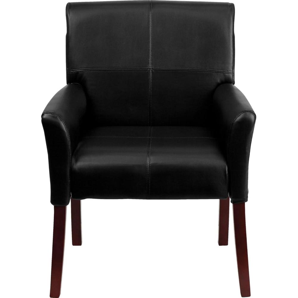 imageFlash Furniture Taylor LeatherSoft Upholstered Executive Side Reception Chair Lobby Chair with Cushions and Padded Arms BlackBlack
