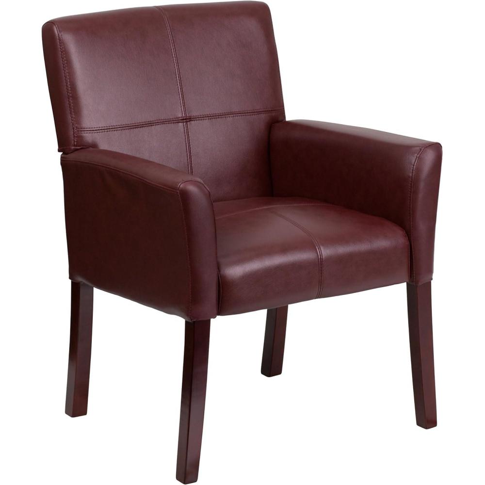 imageFlash Furniture Taylor LeatherSoft Upholstered Executive Side Reception Chair Lobby Chair with Cushions and Padded Arms BlackBurgundy