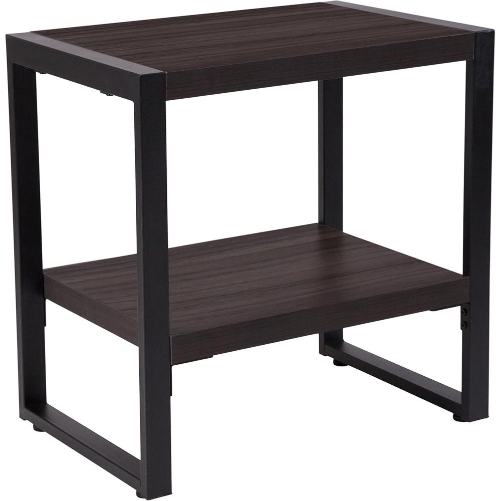 imageFlash Furniture Thompson Collection Charcoal Wood Grain Finish End Table with Black Metal FrameContemporary
