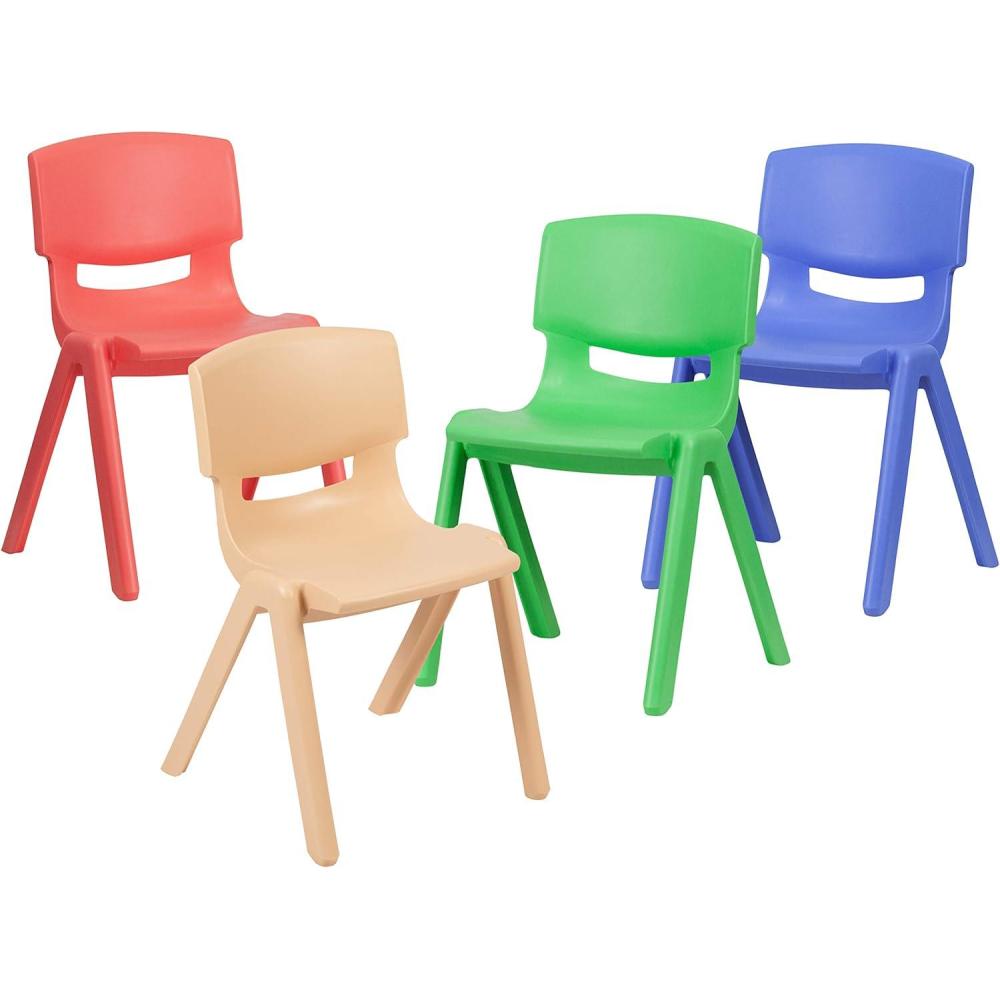 imageFlash Furniture Whitney 5 Pack Natural Plastic Stackable School Chair with 1325quot Seat HeightAssorted