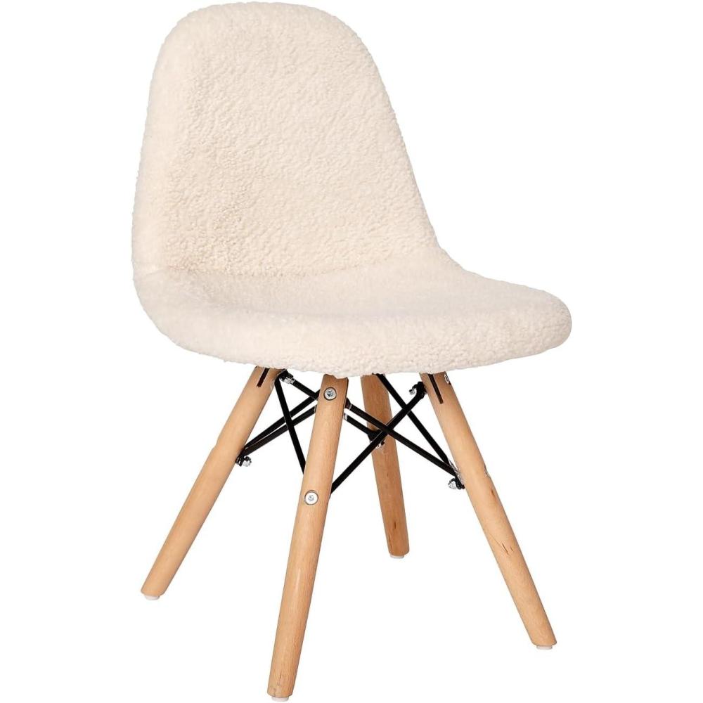 imageFlash Furniture Zula Kids Modern Padded Faux Faux Shearling Accent Chair Padded OffWhite Faux Shearling Upholstery Beechwood Legs