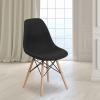 Flash Furniture 2 Pack Elon Series Milan Patchwork Fabric Chair with Wooden Legs(Genoa Black)
