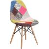 Flash Furniture 2 Pack Elon Series Milan Patchwork Fabric Chair with Wooden Legs(Milan Patchwork)