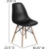 Flash Furniture 2 Pack Elon Series Moss Gray Plastic Chair with Wooden Legs for Versatile Kitchen, Dining Room, Living Room, Library or Desk Use(Black)