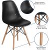 Flash Furniture 2 Pack Elon Series Moss Gray Plastic Chair with Wooden Legs for Versatile Kitchen, Dining Room, Living Room, Library or Desk Use(Black)