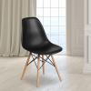 Flash Furniture 2 Pack Elon Series Moss Gray Plastic Chair with Wooden Legs for Versatile Kitchen, Dining Room, Living Room, Library or Desk Use(Black)