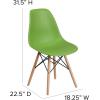 Flash Furniture 2 Pack Elon Series Moss Gray Plastic Chair with Wooden Legs for Versatile Kitchen, Dining Room, Living Room, Library or Desk Use(Green)