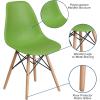 Flash Furniture 2 Pack Elon Series Moss Gray Plastic Chair with Wooden Legs for Versatile Kitchen, Dining Room, Living Room, Library or Desk Use(Green)