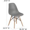 Flash Furniture 2 Pack Elon Series Moss Gray Plastic Chair with Wooden Legs for Versatile Kitchen, Dining Room, Living Room, Library or Desk Use(Moss Gray)