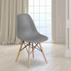 Flash Furniture 2 Pack Elon Series Moss Gray Plastic Chair with Wooden Legs for Versatile Kitchen, Dining Room, Living Room, Library or Desk Use(Moss Gray)