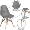 Flash Furniture 2 Pack Elon Series Moss Gray Plastic Chair with Wooden Legs for Versatile Kitchen, Dining Room, Living Room, Library or Desk Use(Moss Gray)