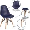 Flash Furniture 2 Pack Elon Series Moss Gray Plastic Chair with Wooden Legs for Versatile Kitchen, Dining Room, Living Room, Library or Desk Use(Navy)