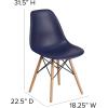 Flash Furniture 2 Pack Elon Series Moss Gray Plastic Chair with Wooden Legs for Versatile Kitchen, Dining Room, Living Room, Library or Desk Use(Navy)