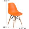 Flash Furniture 2 Pack Elon Series Moss Gray Plastic Chair with Wooden Legs for Versatile Kitchen, Dining Room, Living Room, Library or Desk Use(Orange)