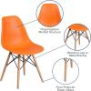 Flash Furniture 2 Pack Elon Series Moss Gray Plastic Chair with Wooden Legs for Versatile Kitchen, Dining Room, Living Room, Library or Desk Use(Orange)